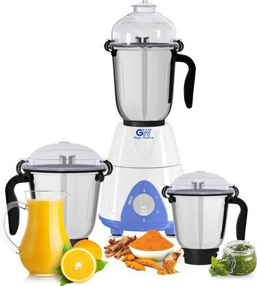 GIGAWATTS Three Stainless Steel Clip Jars with 3 Speed Control 21000 RPM 1000 W Mixer Grinder