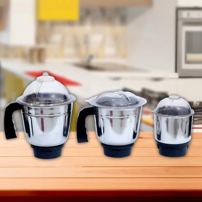 ELECTROTAFF Set of 3 Stainless Steel Mixer Jar Mixer Juicer Jar (1500 ml) Mixer Juicer Jar