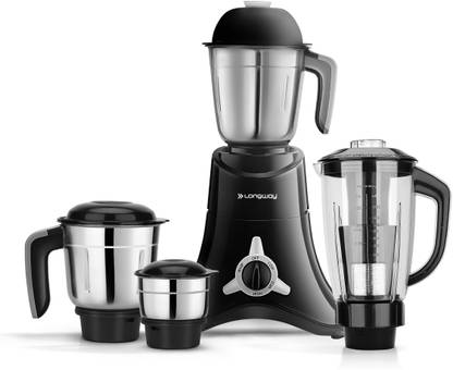 Longway Orion – 900 Juicer Mixer Grinder (4 Jars, Black, Silver)