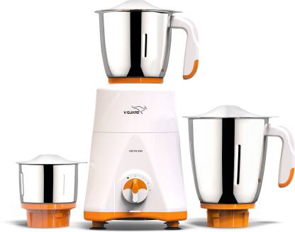 V-Guard Victo with 100% Copper Winding Motor 550 W Mixer Grinder (3 Jars, White, Orange)