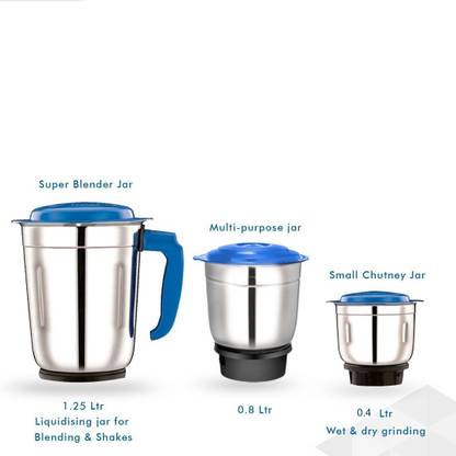 Wellus Set of 3 Stainless Steel Multipurpose Mixer Jar Suitable for all brands Mixer Juicer Jar