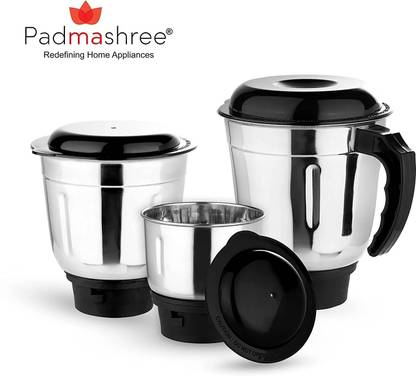 padmashree ® Stainless Steel Mixer Grinder Jar - 1 Chutney Jar, 1 Medium Jar, 1 Large Jar Mixer Juicer Jar