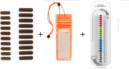 Uzcell Anti Dust Plug Accessory Combo for Mobile 20 PCS, with Waterproof Mobile Pouch and Data Cable Protector Combo Pack