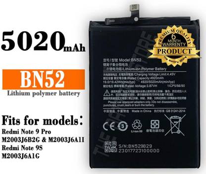 THE BATTERY STORE Mobile Battery For  Redmi BN52 Battery for Redmi Note 9 pro M2003J6B2G/ M2003JA6A11 with 6 Month warrenty