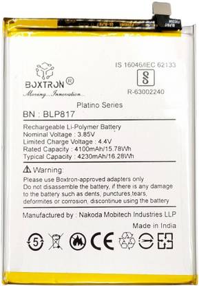 Boxtron Mobile Battery For  Original Oppo A15 / A15s / A3S (BLP817) / 4250mAh Capacity / 3.85V / Lithium Polymer Battery / 180 days Replacement Warranty