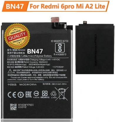 AEHUB Mobile Battery For  Xiaomi Mi A2 Lite/ Redmi 6 Pro/ BN47/ 4000mAh