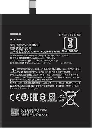 RYN Store Mobile Battery For  MI BN36 Xiaomi Mi6X Mi 6X MiA2 Mi A2 3010mAh