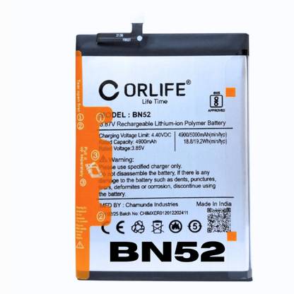 orlife Mobile Battery For  Xiaomi Redmi Note 9 Pro, | BN52 Original-(5000mAh)- (1 Year Replacement Warranty)