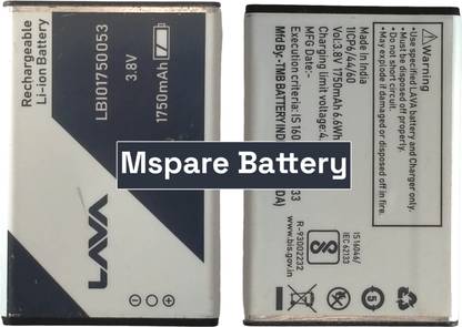 Mspare Mobile Battery For  Lava A7 | Model LBI01750053 {1750mAH}