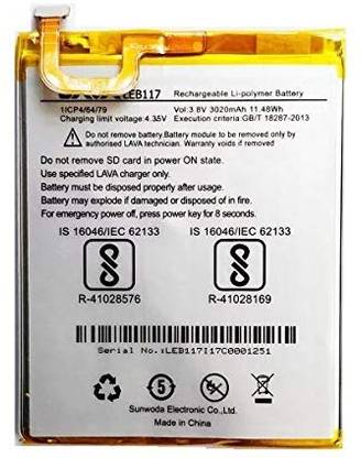 RAPPER Mobile Battery For  LAVA Original Battery Z25, Z90, A3 Model: LEB117 3020mAh