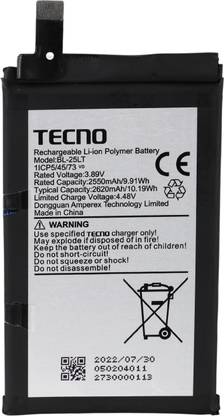 Tecno Mobile Battery For  BL 25LT Tecno Phantom V fold AD10-2550 mAh