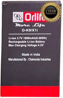 orlife Mobile Battery For  Karbonn K9, X1i K7, K9 Plus, K9+, K9N, KT7 (1 Year Replacement Warranty)