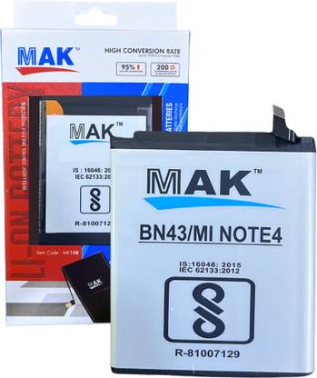 MAK Mobile Battery For  Mi Redmi Note 4 (BN-43) (With 6 Months Warranty)