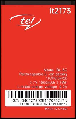 Wokia-Electronics Company Mobile Battery For  Itel IT2173 II BL-5c II 1000mAh