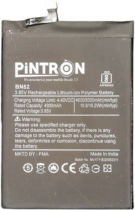 Pintron Mobile Battery For  Redmi Mi Note 9 Pro / BN52 For Redmi Mi Note 9 Pro/BN52 with 180 Days Warranty