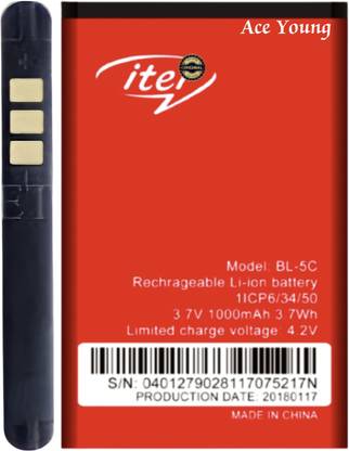 FEkart Mobile Battery For  Compatible itel Ace Young / it2161 BL-5C 1000mAh Full Backup