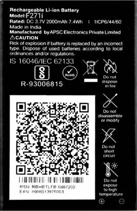 VEHUB Mobile Battery For  Compatible Jio Keypad Mobile All Model / 2000mAh