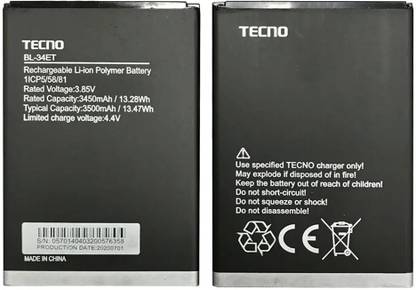 DVJ Mobile Battery For  TECNO Battery 3500mAh BL-34ET for Tecno Pop1 / Pop2 / F3 Cell Phone / POP 3