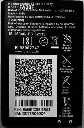 Wokia-Electronics Company Mobile Battery For  Jio Keypad II FA20b II 2000mAh