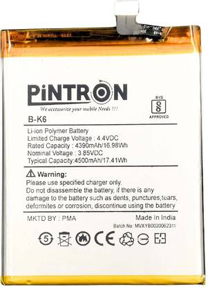 Pintron Mobile Battery For  Vivo V17 B-K6 Mobile Battery For Vivo V17 B-K6 4500mAh with 90 Days Warranty