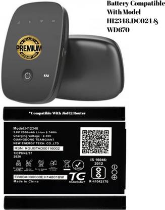 AEV Mobile Battery For  Jio H12348 I DC024 I WD670 Reliance JioFi 2 | M2 | M2S | Airtel My WiFi (AMF-311WW) 4G Hotspot | ZTE Wipod