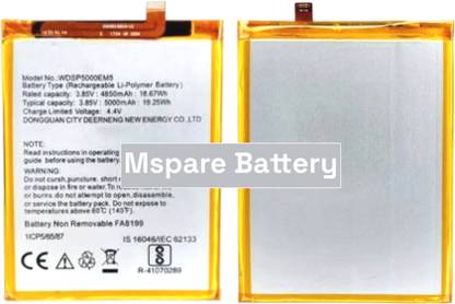Mspare Mobile Battery For  Pansonic Eluga A4 | Model WSDP5000EM5 {5000mAH}