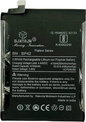 Boxtron Mobile Battery For  original Xiaomi Mi 11 Lite 5G BP42 4250mAh Li-polymer Battery 3.85V 180 days Replacement Warranty