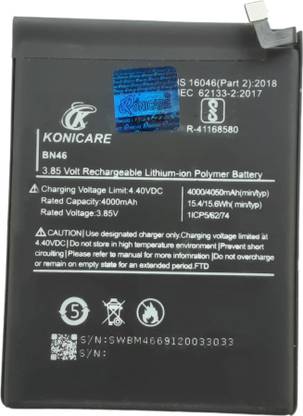 KONICARE Mobile Battery For  Xiaomi Redmi 7, Note 8, Redmi Y3 BN46 4050mAh M1810F6LG, M1810F6LH, M1810F6LI