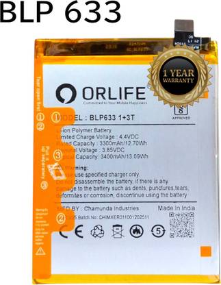 orlife Mobile Battery For  Oneplus 3T A3010 A3003, BLP633 1 Year Replacement Warranty