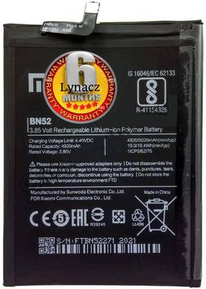 Facelift Mobile Battery For  Xiaomi Redmi Note 9 Pro (M2003J6B2G) Battery Original With 6 Months Warranty