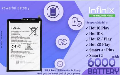 Infinix Mobile Battery For  BL 58BX Infinix Hot 10S/ Hot 10 Play / Smart 4 Plus / Smart 5 /Hot 12 Play / Hot 12 -6000 mAh