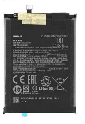 RYN Store Mobile Battery For  Xiaomi Redmi Note 9 ( BN54 )