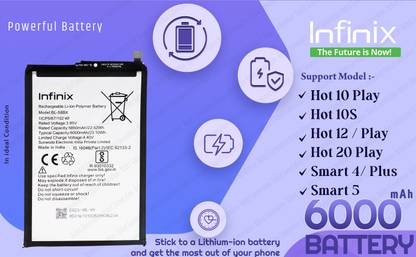 Infinix Mobile Battery For  BL 58BX Infinix Hot 10 Play/Smart 4 Plus/Smart 5/Hot 10S/Hot 12 Play / Hot 12 -6000 mAh