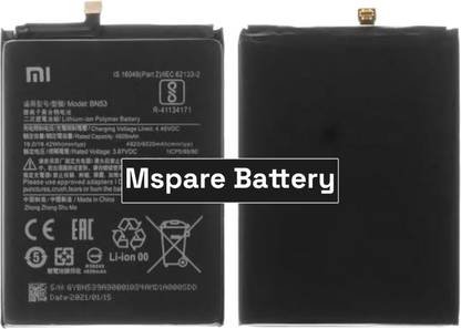 Mspare Mobile Battery For  Xiaomi Redmi Note 9 Pro | Model BN53 {5020mAH}