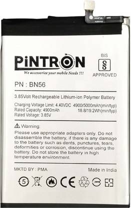 Pintron Mobile Battery For  Xiaomi Redmi 9A / 9C / Poco M2 / Poco M2 Pro Mobile Battery For Xiaomi Redmi 9A/9C/Poco M2/Poco M2 Pro/BN56, 90 Days Warranty