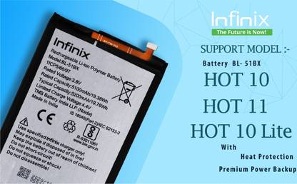 Infinix Mobile Battery For  BL 51BX Infinix Hot 10 Lite / Hot 11 /Hot 10 / - 5200 MAh