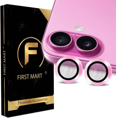 FIRST MART Back Camera Lens Ring Guard Protector for Apple iPhone 16, iPhone 16, Pink Camera Ring
