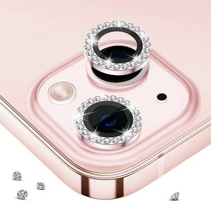 VOSKI Back Camera Lens Ring Guard Protector for iPhone 15 Plus Diamond Stone Camera Protector Ring