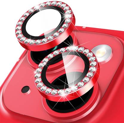 EJZATEX Back Camera Lens Ring Guard Protector for iPHONE 14/14 PLUS, RED DIAMOND RING GUARD