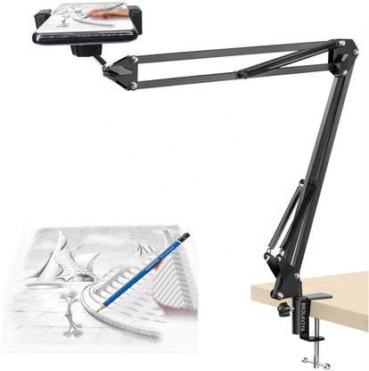 BROLAVIYA Overhead Phone Holder, Metal Long Lazy Arm and Bracket For All Mobiles Phone Mobile Holder