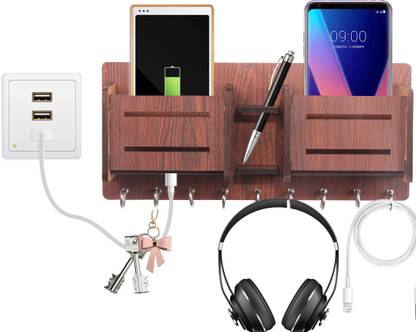 Casewilla 2 Pen Pocket with Double Mobile Holder with Key & Accessories, Phone Charging Mobile Holder