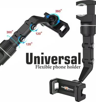 Pick Ur Needs Rearview Mirror Universal Car Phone Holder Rear View Mirror Mount Holder 360° Mobile Holder