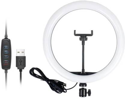 BROLAVIYA Renewed 10 Inch Light, 3 Level Brightness,Flexible Wire,360 Knob, Mobile Bracket Mobile Holder