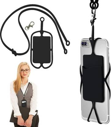 Crysendo 2 in 1 Universal Silicone Phone Lanyard Neck Strap Phone Holder with Card Pocket Mobile Holder