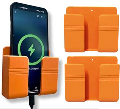 M/S DSNS Mobile Wall Mount Stand for Charging | AC/TV Remote Holder |Orange Pack OF 3 Mobile Holder