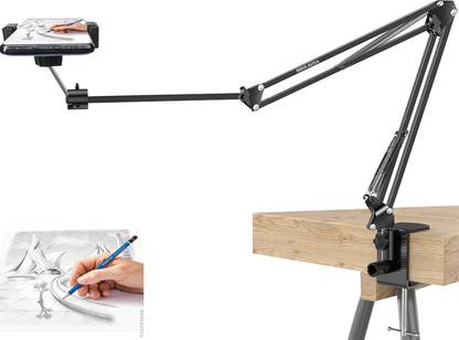 BROLAVIYA Overhead Video Mobile Stand, New Extra Long Arm, 1/4 Inch Head 2 Way Base Clamp Mobile Holder
