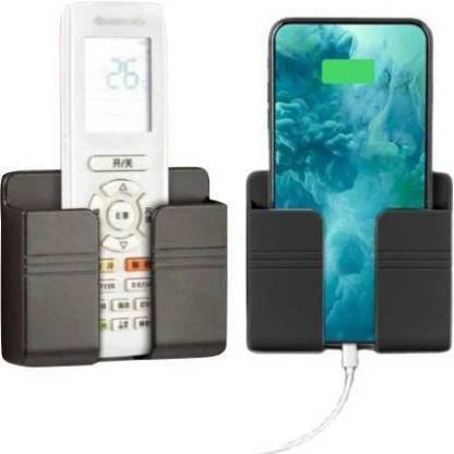 M/S DSNS Wall Mount Mobile Phone Stand AC / TV Remote Stand holder Universal Cellphone Hanging Stand Bracket Hooks Dock 310 Mobile Wall Stand for Charging (Pack OF 2 Black) Mobile Holder