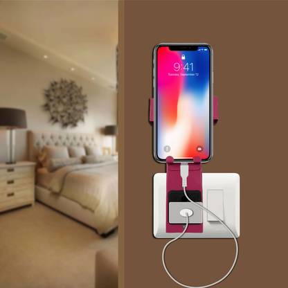 Braxton New Design Portable Wall Mount Mobile Charger Holder Pink in Color Mobile Holder