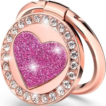 KolorFish Finger Ring for All Mobile Phone and Tablet (Heart Glitter Rose Gold) Mobile Holder