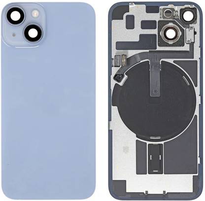 Kraze4blaze Apple iPhone 14 Plus Real Housing Glass + Camera Lens + Metal Plate + Magsafe Magnets Back Panel